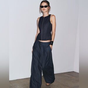 ZW COLLECTION DENIM ZIP-UP TOP SIZE S NWT